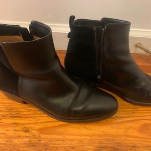 Black leather suede boots